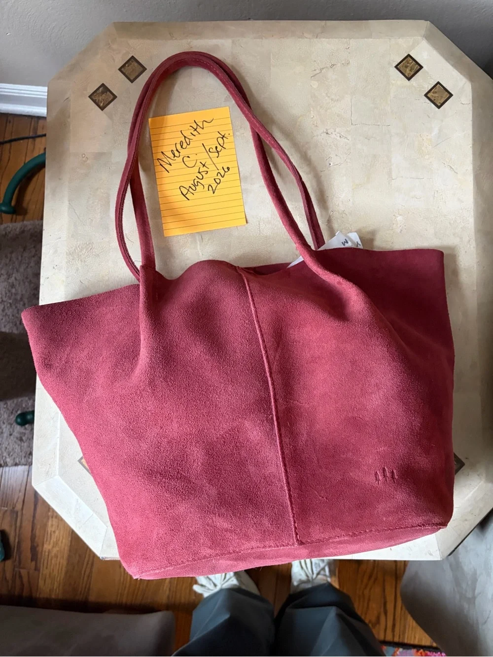 Portland Leather Oversized Devan Tote in Red Panda suede